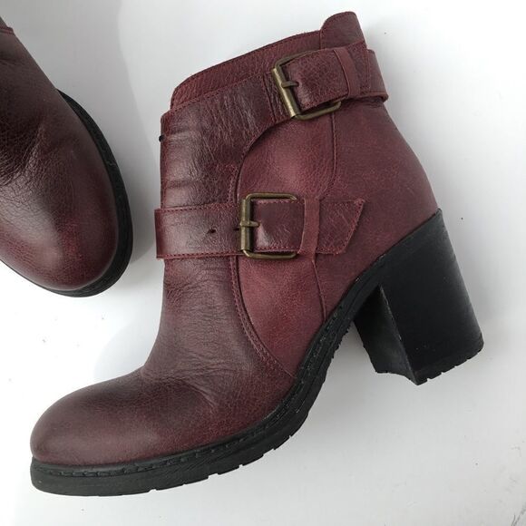 Anthro Ethem Sz 36 mahogany maroon ankle boot heel - Picture 1 of 8